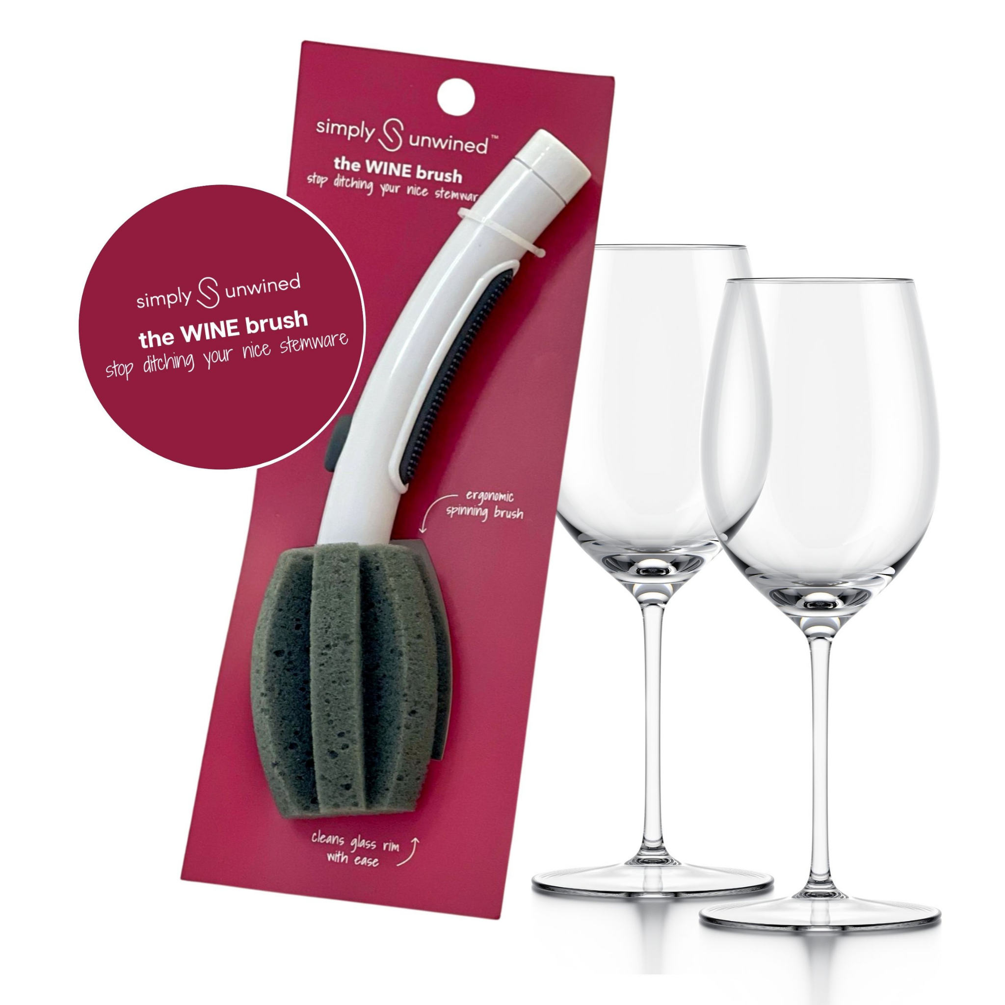 Small Wine Glass Cleaning Brush With Wooden Handle